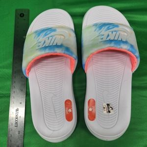 NIKE white/watercolor logo slides Womens size  NWOT